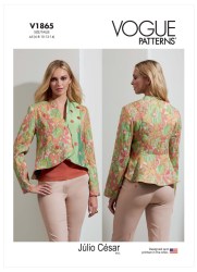1865 Vogue Júlio César NYC Lined Fit Peplum Asymmetric Contrast Zippy Jacket Pattern 6-14 New